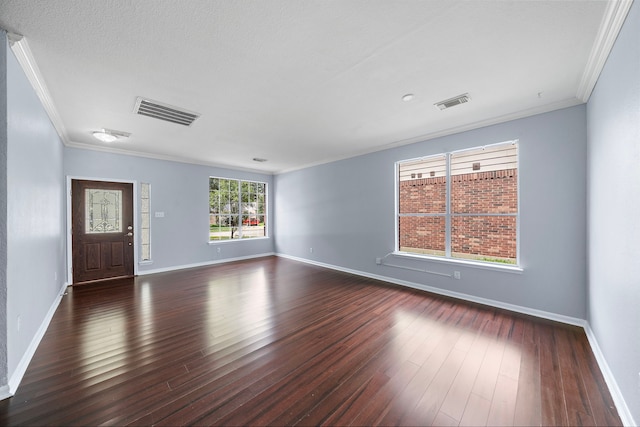 6306 Channelbrook Ln, Spring, TX 77379 - empty room featuring ornamental molding and dark wood-type flooring