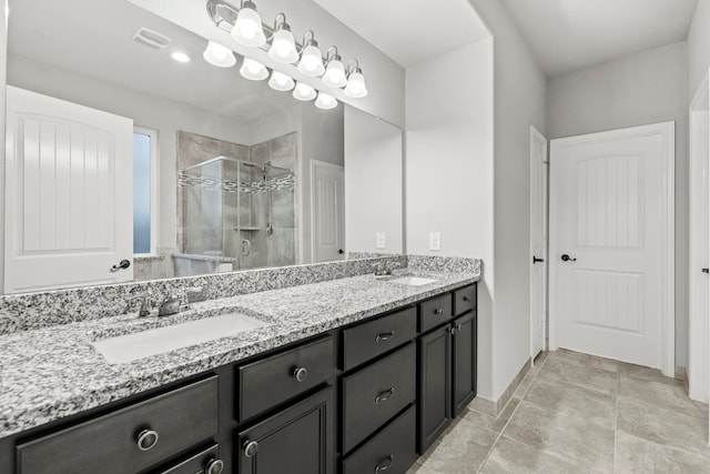 3506 Lake Bella Megan Dr, Katy, TX 77493 - bathroom with double vanity and a stall shower