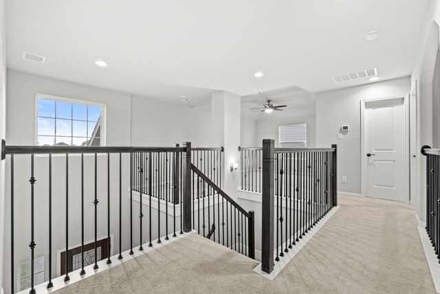 3506 Lake Bella Megan Dr, Katy, TX 77493 - corridor featuring an upstairs landing, carpet floors, and recessed lighting