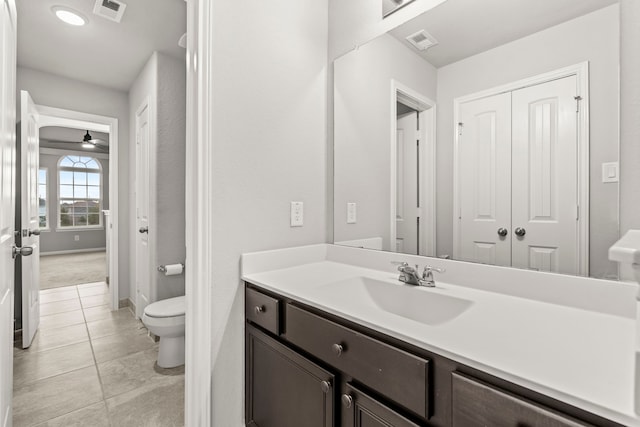 3506 Lake Bella Megan Dr, Katy, TX 77493 - bathroom with vanity, tile patterned floors, and ceiling fan