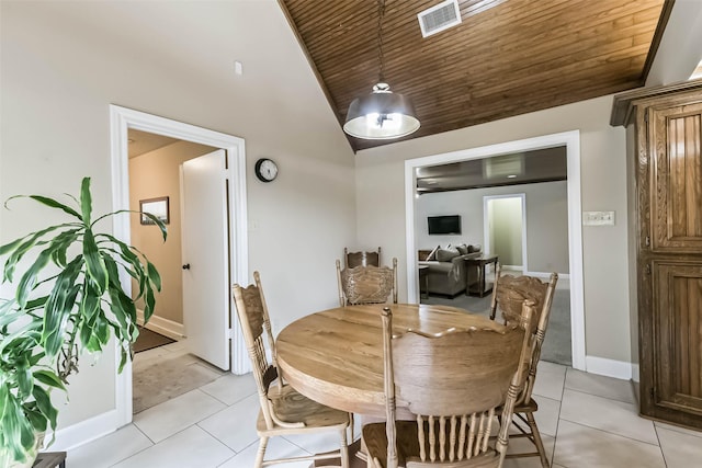 3914 Cherry Forest Dr, Houston, TX 77088 - dining space featuring light tile patterned flooring, wood ceiling, and high vaulted ceiling