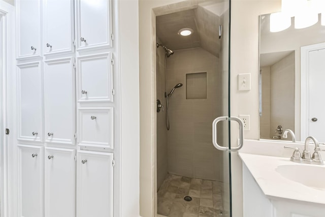 3914 Cherry Forest Dr, Houston, TX 77088 - bathroom featuring a stall shower, vanity, and a closet