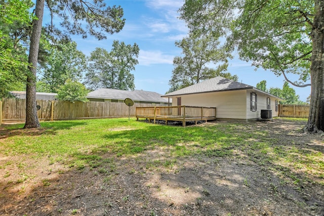 8910 E Buffalo Cir, Willis, TX 77378 - fenced backyard with a wooden deck