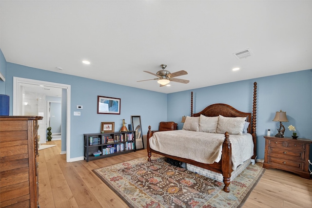 3663 Nasa Pkwy Unit 301, Seabrook, TX 77586 - bedroom with light wood finished floors, recessed lighting, and ceiling fan
