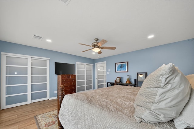 3663 Nasa Pkwy Unit 301, Seabrook, TX 77586 - bedroom featuring wood finished floors, ceiling fan, and recessed lighting