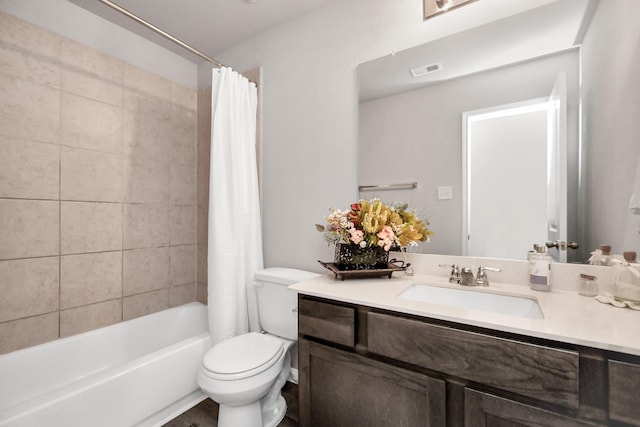 2832 Madison Dr, Conroe, TX 77304 - full bathroom featuring vanity and shower / bath combination with curtain