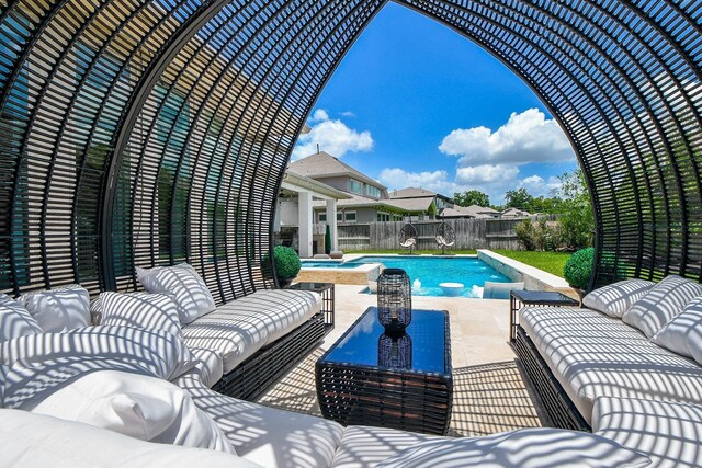 2510 Serene Path, Missouri City, TX 77459 - view of swimming pool with an outdoor living space, a fenced backyard, and a patio