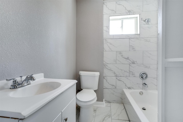 810-812 Maltby St Unit 6, Houston, TX 77011 - full bathroom featuring marble finish flooring, vanity, shower / washtub combination, and a textured wall