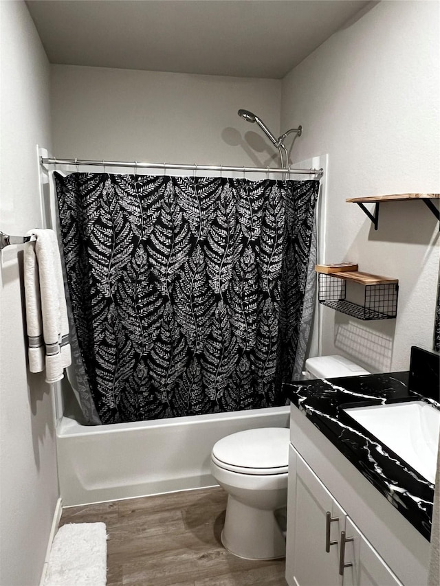 278 Cumberland Forest Dr, Magnolia, TX 77354 - full bathroom featuring shower / bath combination with curtain, wood finished floors, and vanity