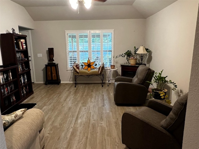 278 Cumberland Forest Dr, Magnolia, TX 77354 - living room featuring vaulted ceiling, light wood finished floors, and ceiling fan