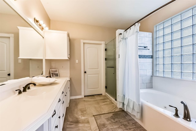 6402 Saint Jude Dr, Pasadena, TX 77505 - bathroom featuring vanity, a tub to relax in, and a shower with shower curtain