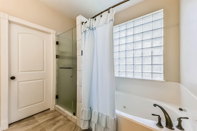 6402 Saint Jude Dr, Pasadena, TX 77505 - full bath with a jetted tub and a shower with curtain