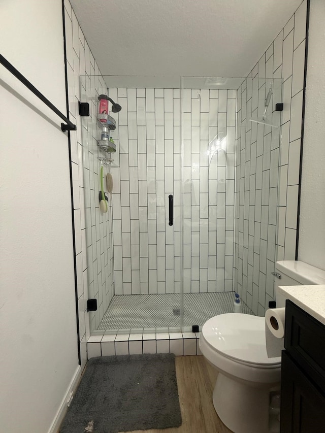 20918 Southhook Ct, Houston, TX 77073 - full bath with a stall shower, vanity, and wood finished floors