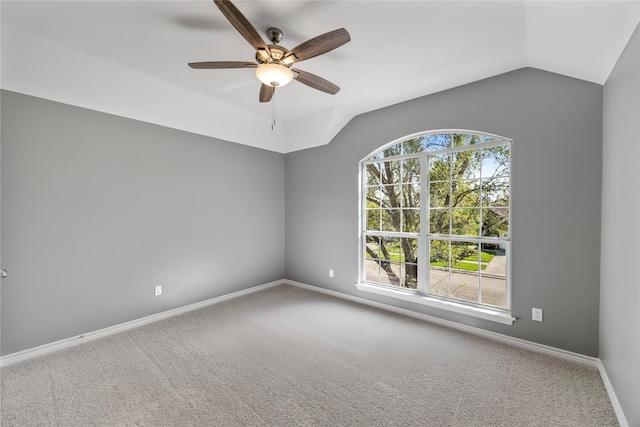 537 Green Cedar Dr, League City, TX 77573 - empty room featuring carpet, ceiling fan, and lofted ceiling