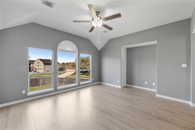 537 Green Cedar Dr, League City, TX 77573 - unfurnished room with ceiling fan, lofted ceiling, and wood finished floors