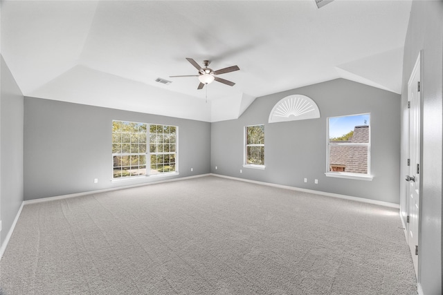537 Green Cedar Dr, League City, TX 77573 - carpeted empty room featuring ceiling fan and vaulted ceiling