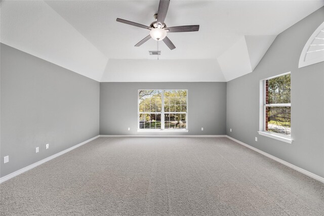537 Green Cedar Dr, League City, TX 77573 - spare room featuring vaulted ceiling, plenty of natural light, ceiling fan, and carpet floors