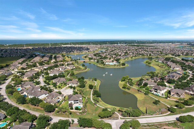 2135 Llerena Ln, League City, TX 77573 - aerial overview of property's location with nearby suburban area and a large body of water