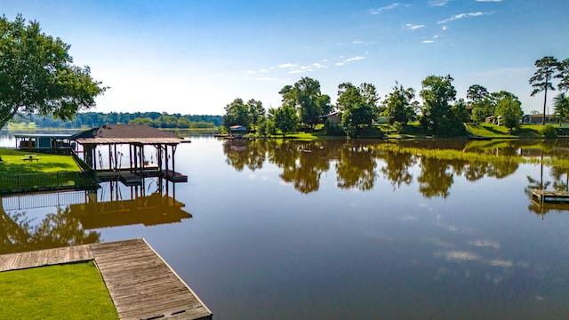 1575 Yaupon Cove Dr, Onalaska, TX 77360 - dock featuring a water view and boat lift