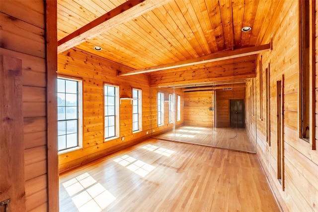 890 Rattlesnake Rd, Harker Heights, TX 76548 - empty room featuring light wood-style flooring, wood ceiling, and wooden walls