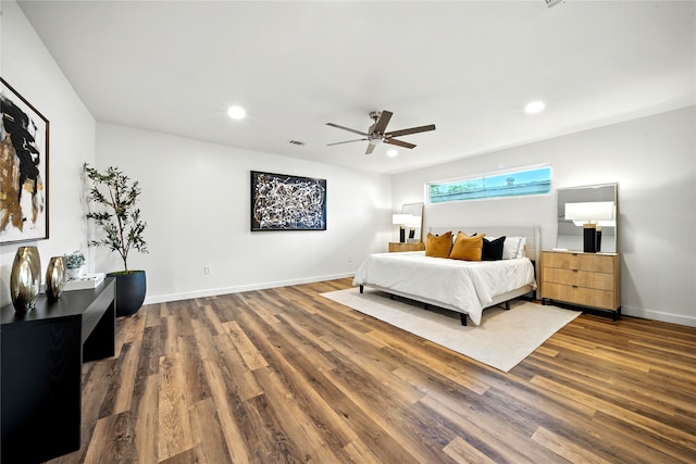 1610 Antoine Dr, Houston, TX 77055 - bedroom with wood finished floors, recessed lighting, and a ceiling fan