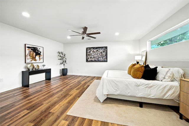 1610 Antoine Dr, Houston, TX 77055 - bedroom featuring wood finished floors, recessed lighting, and ceiling fan