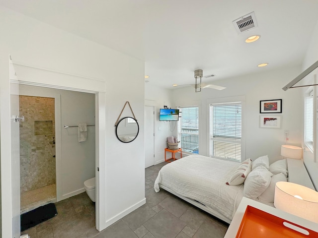 2496 Gilmore, Crystal Beach, TX 77650 - tiled bedroom with recessed lighting and a ceiling fan