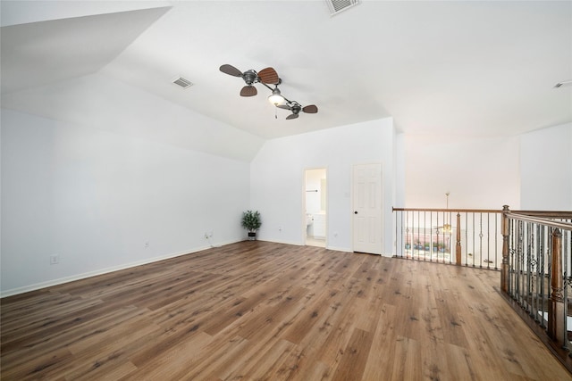 2111 Scenic Hollow Ct, Katy, TX 77450 - bonus room featuring ceiling fan, lofted ceiling, and wood finished floors