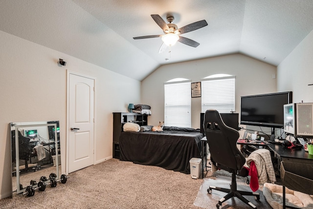 901 Jefferson Ave, Cleveland, TX 77327 - office area with lofted ceiling, carpet flooring, and ceiling fan