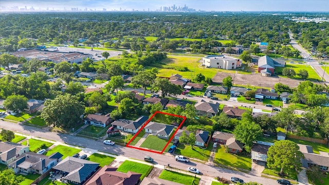 5859 Belmark St, Houston, TX 77033 - aerial view of residential area with property boundaries highlighted