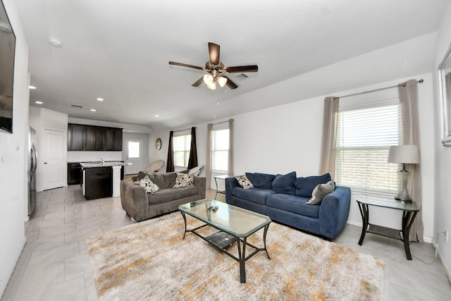 1404 Woods Lake Ct, Houston, TX 77047 - living room featuring a ceiling fan, healthy amount of natural light, and recessed lighting
