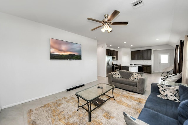 1404 Woods Lake Ct, Houston, TX 77047 - living area featuring ceiling fan, light tile patterned flooring, and recessed lighting