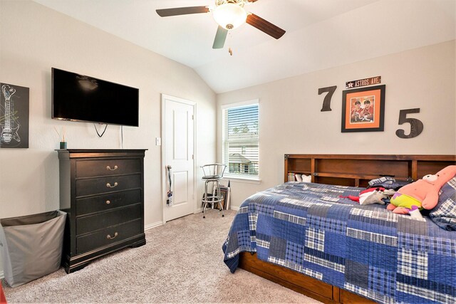 31144 Aspen Gate Trl, Spring, TX 77386 - carpeted bedroom with vaulted ceiling and a ceiling fan