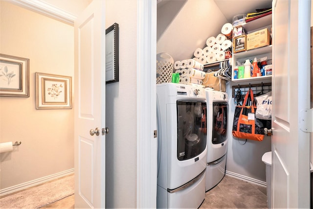 31144 Aspen Gate Trl, Spring, TX 77386 - laundry room featuring washing machine and clothes dryer and tile patterned flooring
