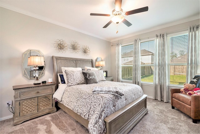 31144 Aspen Gate Trl, Spring, TX 77386 - bedroom featuring carpet, ornamental molding, and ceiling fan