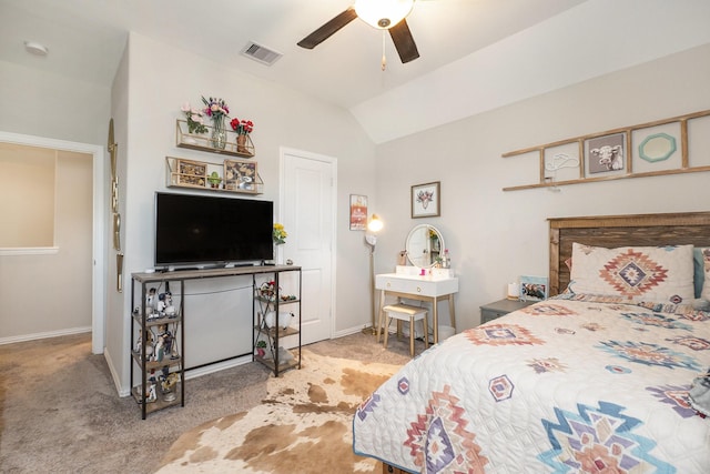 31144 Aspen Gate Trl, Spring, TX 77386 - carpeted bedroom featuring vaulted ceiling and ceiling fan