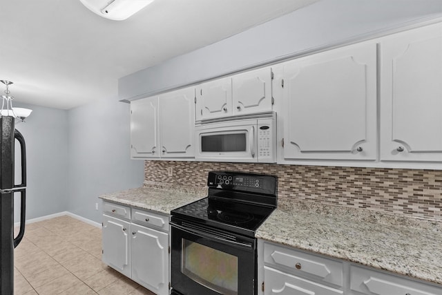 5237 Arboles Dr Unit C, Houston, TX 77035 - kitchen featuring black range with electric cooktop, white microwave, fridge, light tile patterned floors, and backsplash