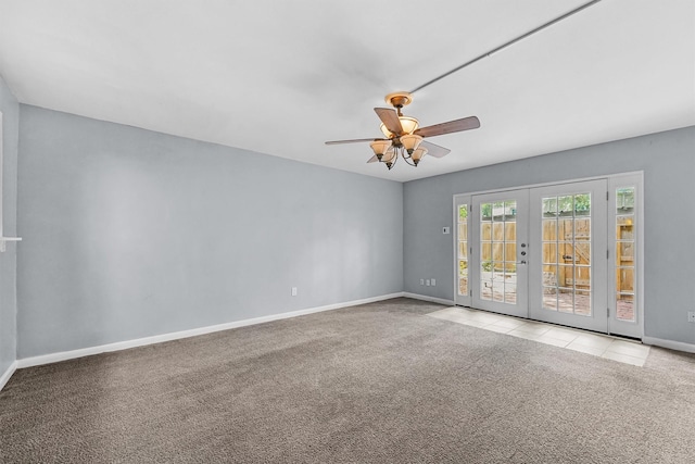 5237 Arboles Dr Unit C, Houston, TX 77035 - unfurnished room featuring french doors, carpet, and ceiling fan