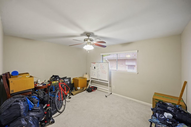 5810 Wigton Dr, Houston, TX 77096 - rec room featuring carpet floors and ceiling fan