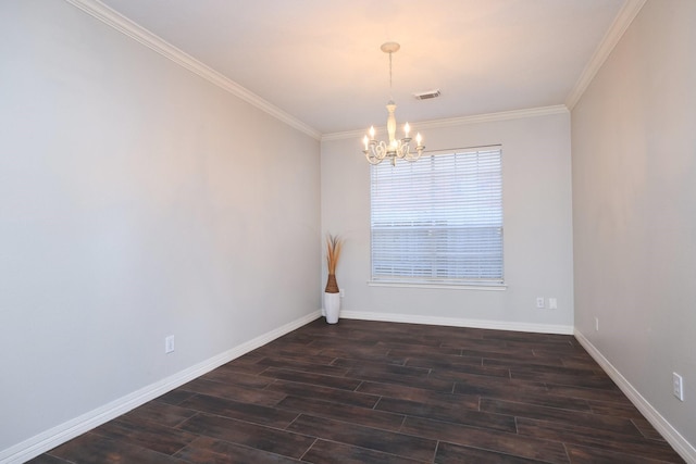 9111 Sutter Ranch Dr, Houston, TX 77064 - unfurnished room featuring a chandelier, ornamental molding, and dark wood-style floors