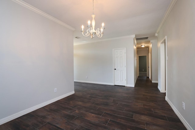 9111 Sutter Ranch Dr, Houston, TX 77064 - empty room with a chandelier, crown molding, and dark wood-style floors