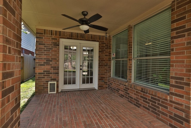 9111 Sutter Ranch Dr, Houston, TX 77064 - view of patio / terrace with french doors and ceiling fan