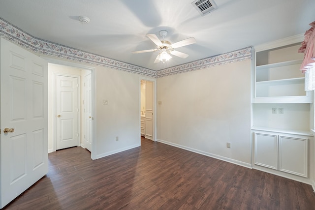 13141 Nicholson Rd, Conroe, TX 77303 - unfurnished bedroom featuring dark wood-style floors and ceiling fan