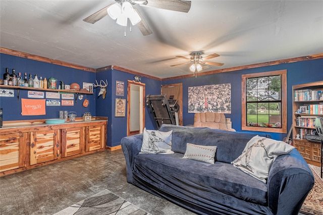 1205 W Houston Ave W, Crockett, TX 75835 - living room featuring ceiling fan