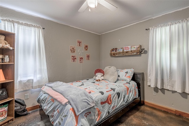 1205 W Houston Ave W, Crockett, TX 75835 - bedroom featuring ceiling fan and ornamental molding
