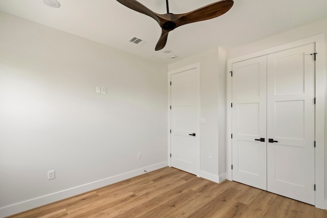 3224 Omega St, Houston, TX 77022 - unfurnished bedroom with light wood-type flooring, a closet, and ceiling fan