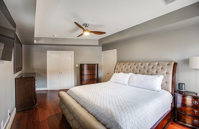 6205 Dell St, Houston, TX 77007 - bedroom featuring a closet, wood finished floors, and ceiling fan