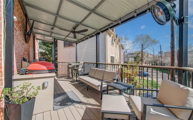 6205 Dell St, Houston, TX 77007 - wooden deck featuring outdoor lounge area
