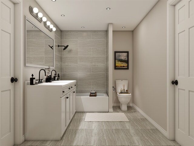 4815 Keeland St, Houston, TX 77016 - bathroom with vanity, recessed lighting, and bathing tub / shower combination