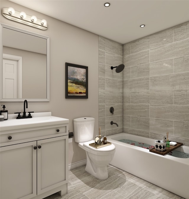 4815 Keeland St, Houston, TX 77016 - full bath featuring vanity, recessed lighting, and tub / shower combination